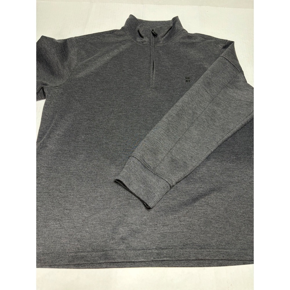 DKNY Mens Quarter Zip Pullover Charcoal Heather Grey Mock Neck XL